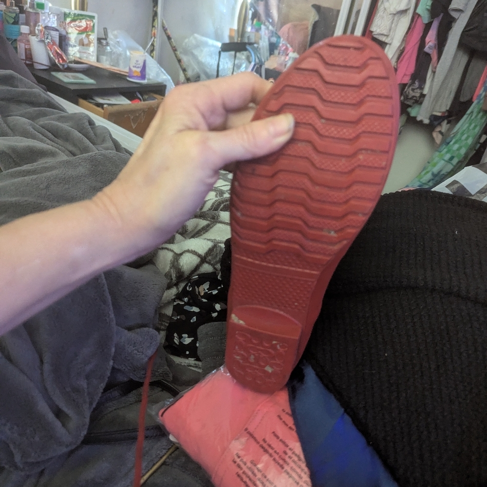 Red and Brown Patterned Rain Boots - Picture 3 of 3